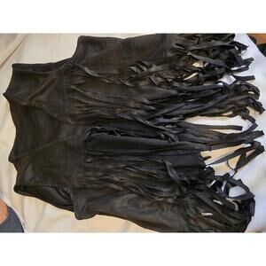 Used 1x-Black Suede Fringe Vest
